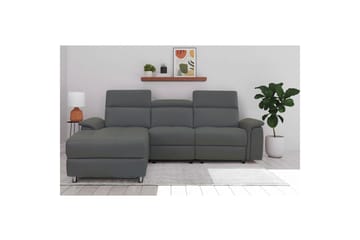 Hörnsoffa 3-sits Pareli Grå, Läder/PU, Vänster Manuell Fåtölj - Grå, Läder/PU, Vänster Manuell Fåtölj - Möbler - Soffa - Biosoffa & reclinersoffa