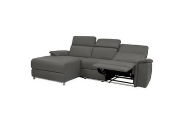 Hörnsoffa 3-sits Pareli Grå, Läder/PU, Vänster Manuell Fåtölj - Grå, Läder/PU, Vänster Manuell Fåtölj - Möbler - Soffa - Biosoffa & reclinersoffa