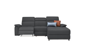 Hörnsoffa 3-sits Pareli Grå, PU, Höger elektrisk vilstol - Grå, PU, Höger elektrisk vilstol - Möbler - Soffa - Biosoffa & reclinersoffa
