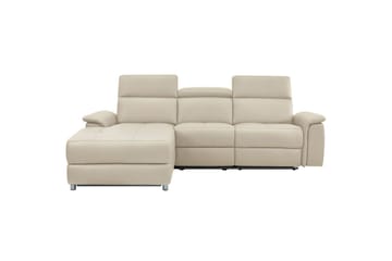 Hörnsoffa 3-sits Pareli Vit, Sand tyg, Vänster Elektrisk Fåtölj - Vit, Sand tyg, Vänster Elektrisk Fåtölj - Möbler - Soffa - Biosoffa & reclinersoffa
