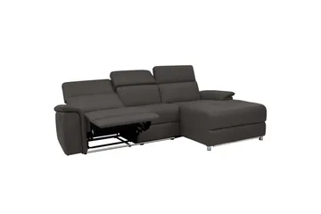 Hörnsoffa 3-sits Pareli Brun, PU, Höger elektrisk vilstol - Brun, PU, Höger elektrisk vilstol - Möbler - Soffa - Biosoffa & reclinersoffa