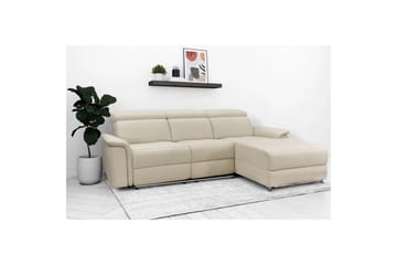 Hörnsoffa 3-sits Pareli Vit, Sunday tyg, Höger manuell vilstol - Vit, Sunday tyg, Höger manuell vilstol - Möbler - Soffa - Biosoffa & reclinersoffa