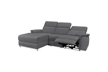 Hörnsoffa 3-sits Pareli Grå, Sand tyg, Vänster Elektrisk Fåtölj - Grå, Sand tyg, Vänster Elektrisk Fåtölj - Möbler - Soffa - Biosoffa & reclinersoffa