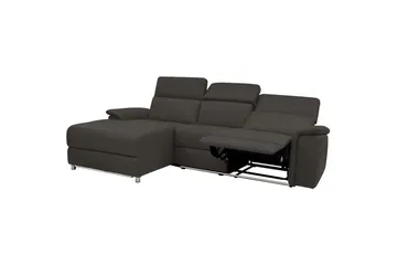 Hörnsoffa 3-sits Pareli Brun, Läder/PU, Vänster Manuell Fåtölj - Brun, Läder/PU, Vänster Manuell Fåtölj - Möbler - Soffa - Biosoffa & reclinersoffa