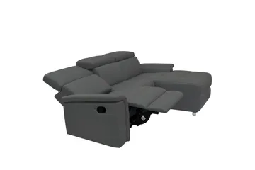 Hörnsoffa 3-sits Pareli Grå, PU, Höger manuell vilstol - Grå, PU, Höger manuell vilstol - Möbler - Soffa - Biosoffa & reclinersoffa