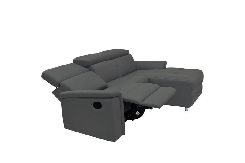 Hörnsoffa 3-sits Pareli Grå, PU, Höger manuell vilstol - Grå, PU, Höger manuell vilstol - Möbler - Soffa - Biosoffa & reclinersoffa