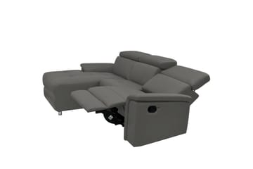 Hörnsoffa 3-sits Pareli Grå, Läder/PU, Vänster Manuell Fåtölj - Grå, Läder/PU, Vänster Manuell Fåtölj - Möbler - Soffa - Biosoffa & reclinersoffa