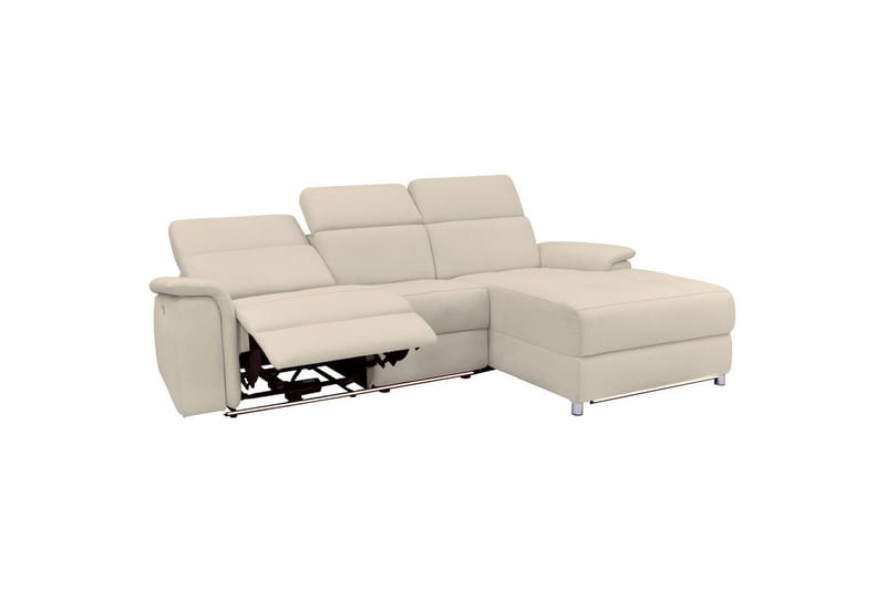 Hörnsoffa 3-sits Pareli Vit, Sunday tyg, Höger manuell vilstol - Vit, Sunday tyg, Höger manuell vilstol - Möbler - Soffa - Biosoffa & reclinersoffa