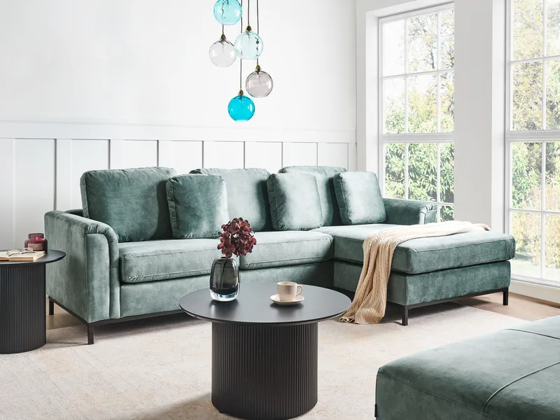 Hörnsoffa 4-sits Oslo Vänstervänd - Blågrön - Möbler - Soffa - Divansoffa & schäslongsoffa - 4 sits soffa med divan