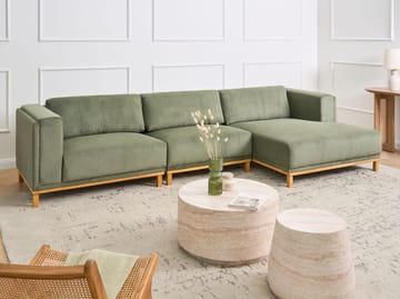 Hörnsoffa 5-sits Veng - Ljusbrun, Grön - Möbler - Soffa - Divansoffa & schäslongsoffa