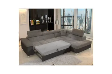 Hörnsoffa Eltap Eridano 275x202x88 cm - Berlin 01, Mjuk 11, Grå, Svart, Höger - Möbler - Soffa - Skinnsoffa