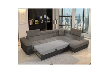 Hörnsoffa Eltap Eridano 275x202x88 cm - Berlin 01, Mjuk 11, Grå, Svart, Höger - Möbler - Soffa - Skinnsoffa