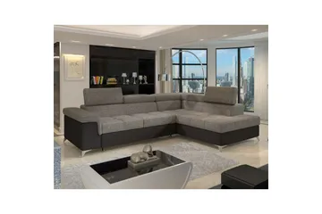 Hörnsoffa Eltap Eridano 275x202x88 cm - Berlin 01, Mjuk 11, Grå, Svart, Höger - Möbler - Soffa - Skinnsoffa