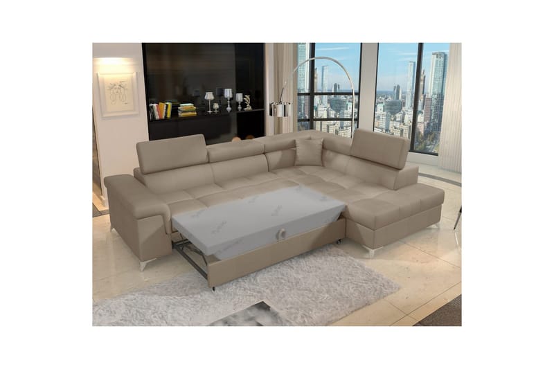 Hörnsoffa Eltap Eridano 275x202x88 cm - Monolith 09, Mörkbeige, Höger - Möbler - Soffa - Sammetssoffa