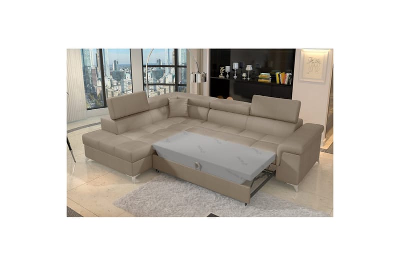 Hörnsoffa Eltap Eridano 275x202x88 cm - Monolith 09, Mörkbeige, Vänster - Möbler - Soffa - Sammetssoffa