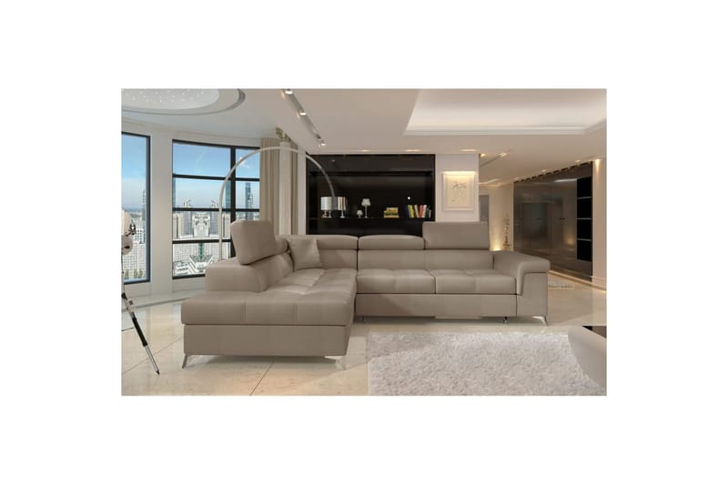 Hörnsoffa Eltap Eridano 275x202x88 cm - Monolith 09, Mörkbeige, Vänster - Möbler - Soffa - Sammetssoffa