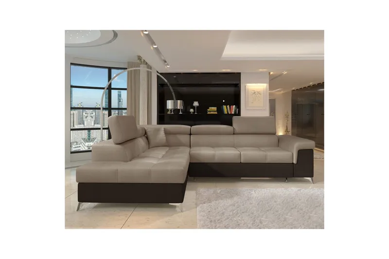 Hörnsoffa Eltap Eridano 275x202x88 cm - Monolith 09, Monolith 29, Mörkbeige, Brun, Höger - Möbler - Soffa - Sammetssoffa