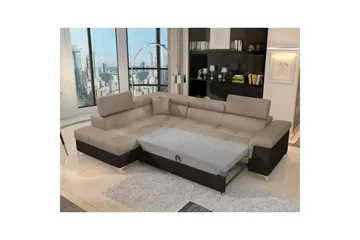 Hörnsoffa Eltap Eridano 275x202x88 cm - Monolith 09, Monolith 29, Mörkbeige, Brun, Höger - Möbler - Soffa - Sammetssoffa