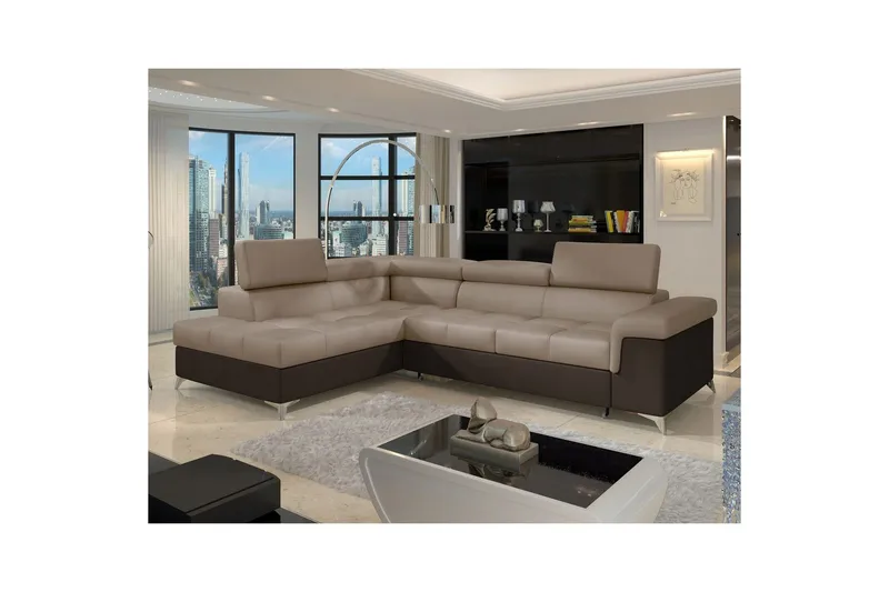 Hörnsoffa Eltap Eridano 275x202x88 cm - Monolith 09, Monolith 29, Mörkbeige, Brun, Höger - Möbler - Soffa - Sammetssoffa