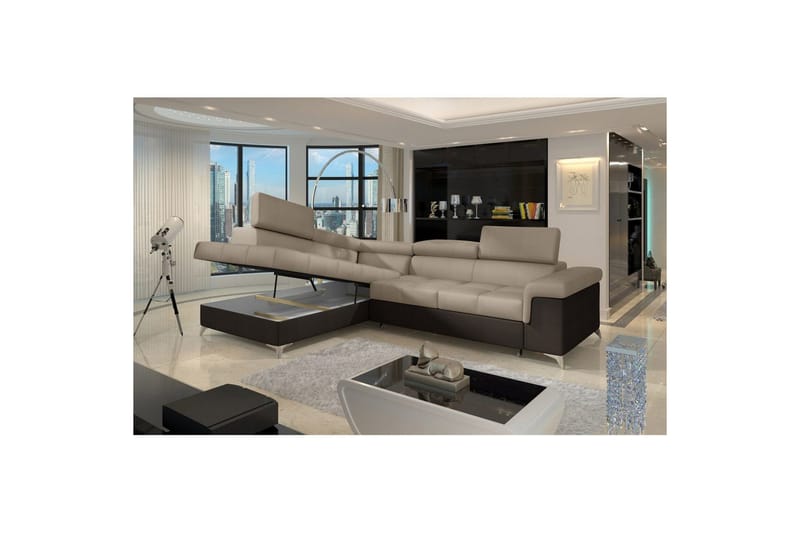 Hörnsoffa Eltap Eridano 275x202x88 cm - Monolith 09, Monolith 29, Mörkbeige, Brun, Vänster - Möbler - Soffa - Sammetssoffa