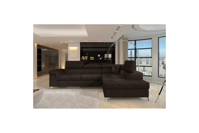 Hörnsoffa Eltap Eridano 275x202x88 cm - Monolith 29, Mörkbrun, Höger - Möbler - Soffa - Sammetssoffa