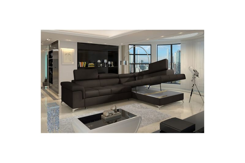 Hörnsoffa Eltap Eridano 275x202x88 cm - Monolith 29, Mörkbrun, Höger - Möbler - Soffa - Sammetssoffa