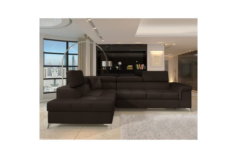 Hörnsoffa Eltap Eridano 275x202x88 cm - Monolith 29, Mörkbrun, Vänster - Möbler - Soffa - Sammetssoffa