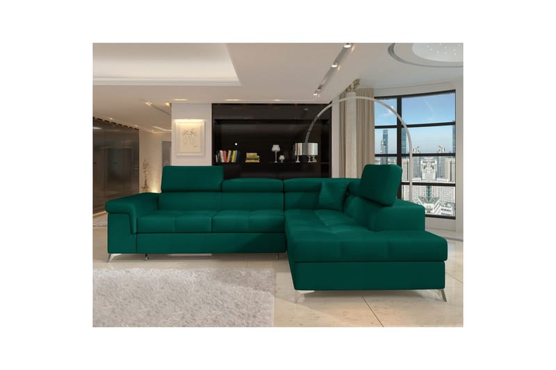 Hörnsoffa Eltap Eridano 275x202x88 cm - Monolith 37, Grön, Höger - Möbler - Soffa - Sammetssoffa