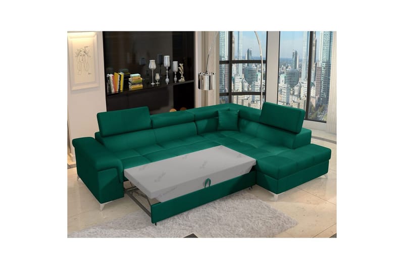 Hörnsoffa Eltap Eridano 275x202x88 cm - Monolith 37, Grön, Höger - Möbler - Soffa - Sammetssoffa