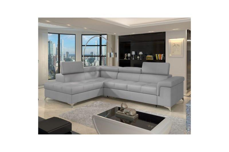 Hörnsoffa Eltap Eridano 275x202x88 cm - Monolith 84, Ljusgrå, Vänster - Möbler - Soffa - Sammetssoffa