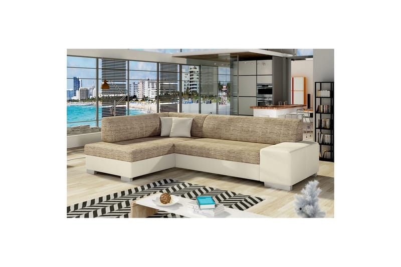 Hörnsoffa Eltap Fabio 268x167x73 cm - Berlin 03, Mjuk 33, Beige, Vänster - Möbler - Soffa - Skinnsoffa