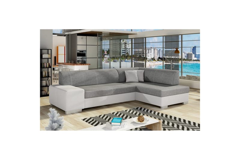 Hörnsoffa Eltap Fabio 268x167x73 cm, Sawana 05, Soft 17, Grå, Vit, Höger