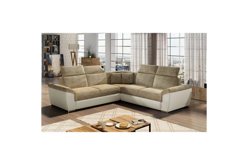Hörnsoffa Eltap Federico 266x102x266 cm - Berlin 03, Mjuk 33, Beige, Universell - Möbler - Soffa - Skinnsoffa