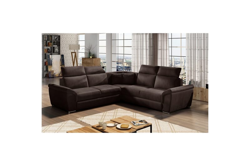 Hörnsoffa Eltap Federico 266x102x266 cm - Monolith 29, Mörkbrun, Universell - Möbler - Soffa - Sammetssoffa