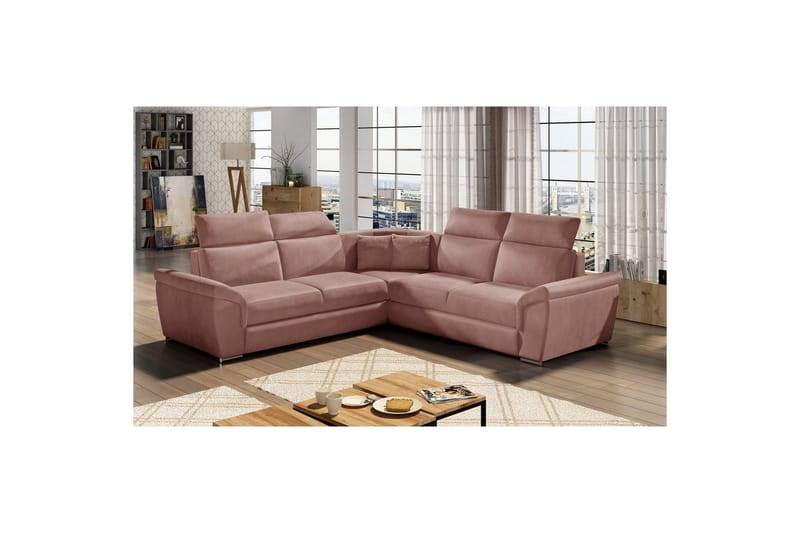 Hörnsoffa Eltap Federico 266x102x266 cm - Monolith 63, Rosa, Universell - Möbler - Soffa - Sammetssoffa
