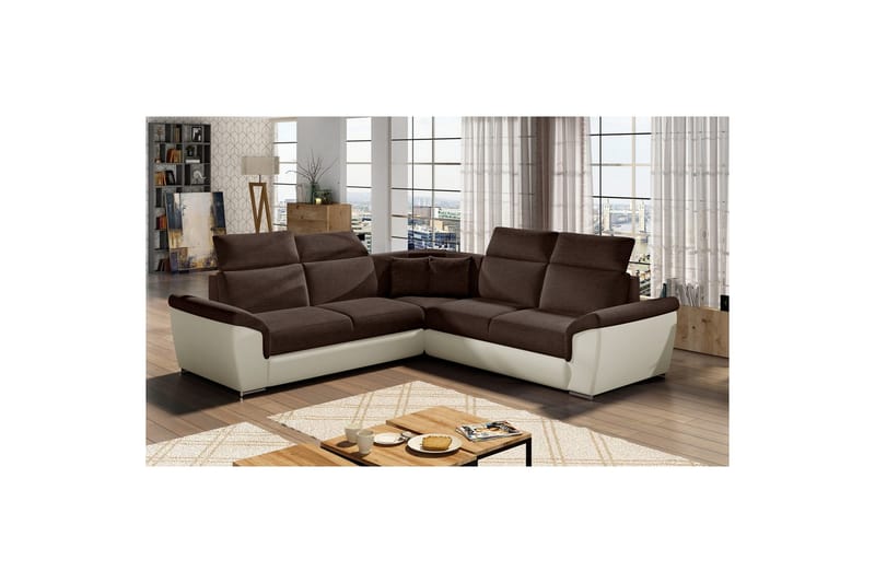 Hörnsoffa Eltap Federico 266x102x266 cm - Sawana 26, Soft 33, Brun, Universell - Möbler - Soffa - Skinnsoffa