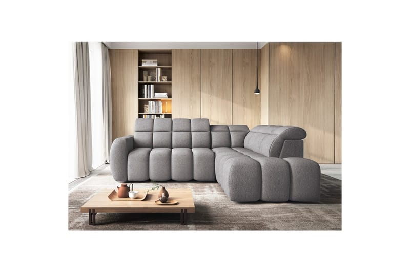 Hörnsoffa Eltap Flconn 258x208x107 cm - Sola 04, Grå, Höger - Möbler - Soffa - Sammetssoffa