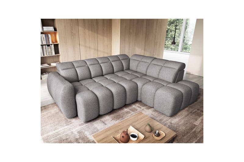 Hörnsoffa Eltap Flconn 258x208x107 cm - Sola 04, Grå, Höger - Möbler - Soffa - Sammetssoffa