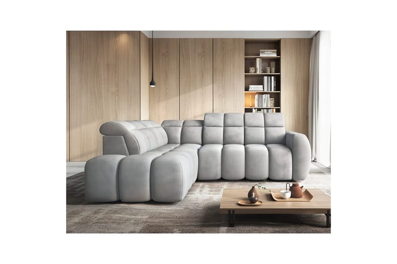 Hörnsoffa Eltap Flconn 258x208x107 cm - Sola 04, Grå, Vänster - Möbler - Soffa - Sammetssoffa