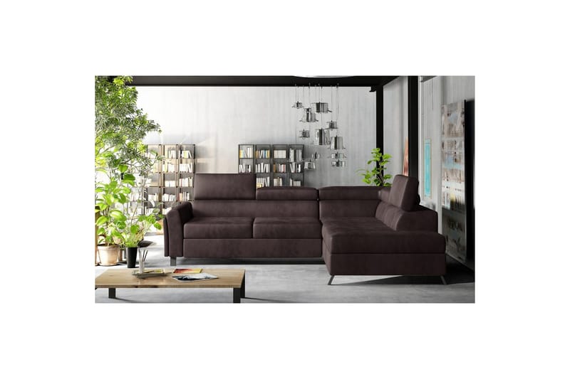 Hörnsoffa Eltap Kairos 265x200x92 cm, Mat Velvet 29, Brun, Höger