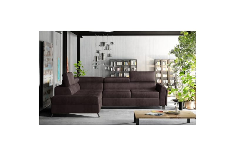 Hörnsoffa Eltap Kairos 265x200x92 cm - Mat Velvet 29, Brun, Vänster - Möbler - Soffa - Sammetssoffa