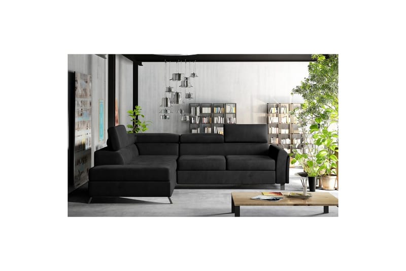 Hörnsoffa Eltap Kairos 265x200x92 cm - Mat Velvet 99, Blå, Vänster - Möbler - Soffa - Sammetssoffa