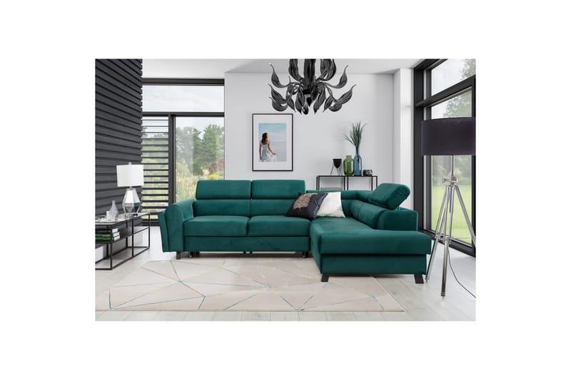 Hörnsoffa Eltap Kairos 265x200x92 cm - Monolit 37, Grön, Höger - Möbler - Soffa - Sammetssoffa