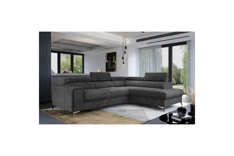 Hörnsoffa Eltap Laurence 278x205x92 cm, Dora 96, Svart, Höger