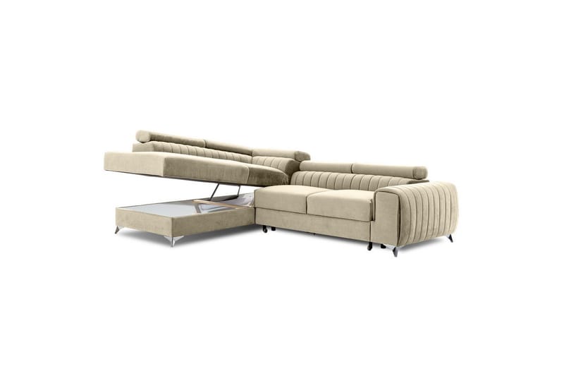 Hörnsoffa Eltap Laurence 278x205x92 cm - Monolith 04, Ljus Beige, Vänster - Möbler - Soffa - Sammetssoffa