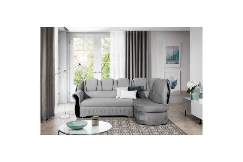 Hörnsoffa Eltap Lord 243x180x112 cm - Monolit 84, Ljusgrå, Höger - Möbler - Soffa - Sammetssoffa