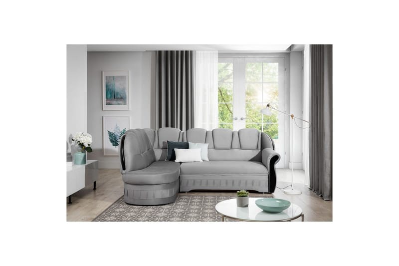 Hörnsoffa Eltap Lord 243x180x112 cm - Monolit 84, Ljusgrå, Vänster - Möbler - Soffa - Sammetssoffa