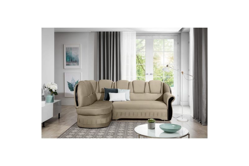 Hörnsoffa Eltap Lord 243x180x112 cm - Monolith 09, Mörk Beige, Vänster - Möbler - Soffa - Sammetssoffa