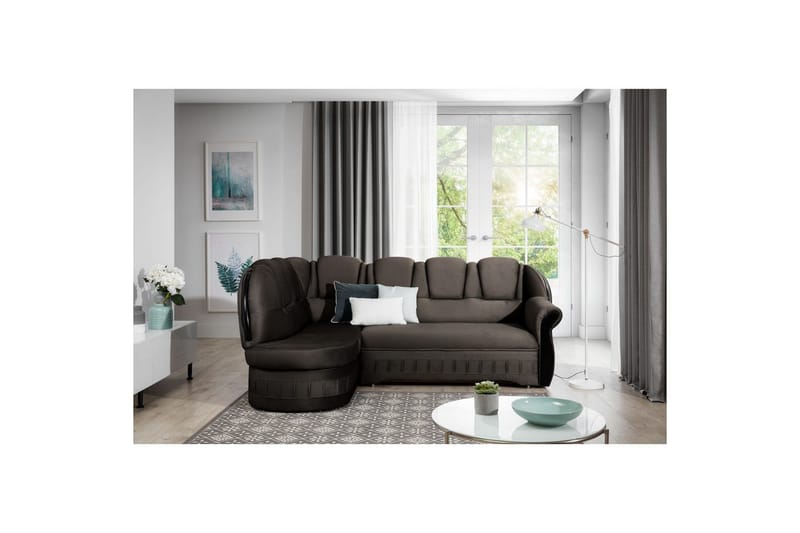 Hörnsoffa Eltap Lord 243x180x112 cm - Monolith 29, Mörk Brun, Vänster - Möbler - Soffa - Sammetssoffa