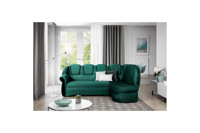 Hörnsoffa Eltap Lord 243x180x112 cm - Nube 35, Grön, Höger - Möbler - Soffa - Sammetssoffa
